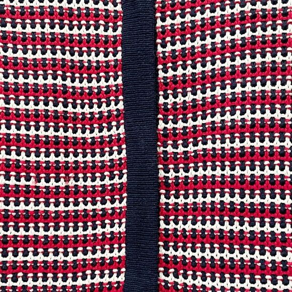 Talbots Chunky Knit Tweed Cardigan Red White Blue Size Medium Americana Nautical - Picture 4 of 11